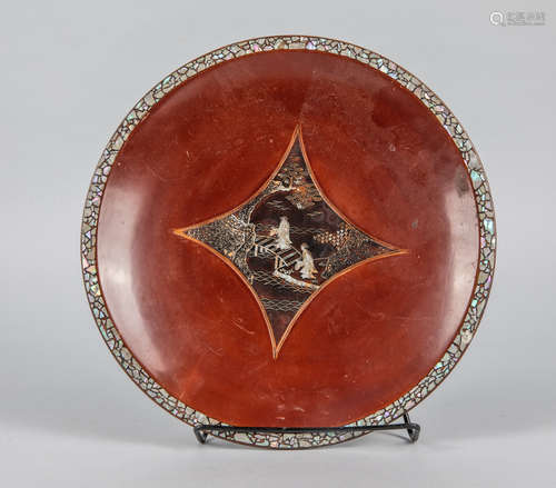 Japanese Taisho Pearl & Lacquer Plate