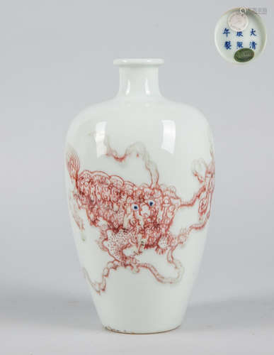 Chinese Blue White & Red Porcelain Vase