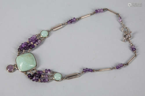 Vintage Sterling Silver & Gem Stone Necklace