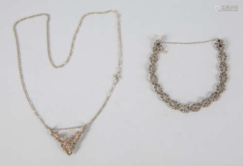 Set Designed Silver & Gemstone Necklace