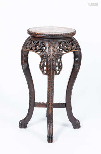 Chinese Rosewood Short Table with Marble