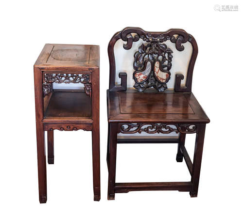 Chinese Rosewood Chair & Table