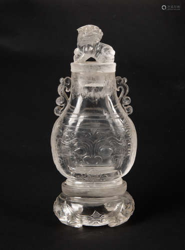 Chinese Clear Rock Crystal Vase