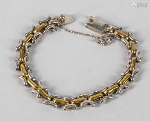 Designed Taxco Silver & Brass Bracelet