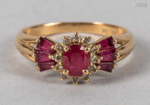 14K Yellow Gold & Ruby Diamond Ring