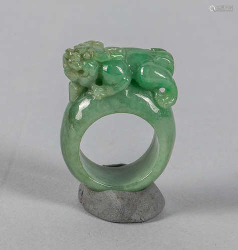 Large Chinese Jade Jadeite Carving Ring