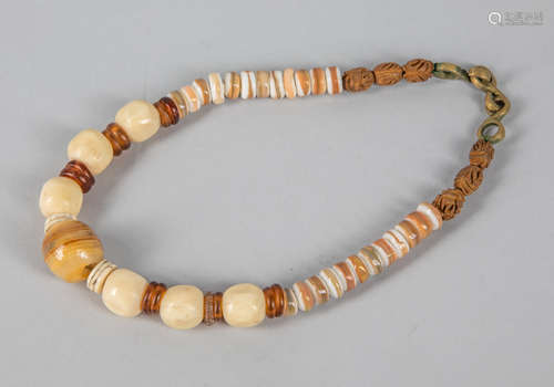 Old Chunk African Bone & Agate Trade Beads