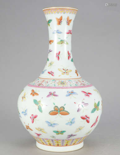 Chinese Famille Rose Porcelain Vase, Marked