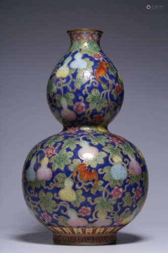 Chinese Famille Rose Porcelain Gourd Vase, Marked