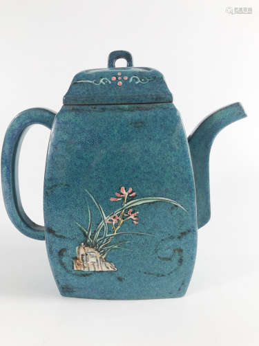 Chinese Turquoise Glazed Porcelain Tea Pot