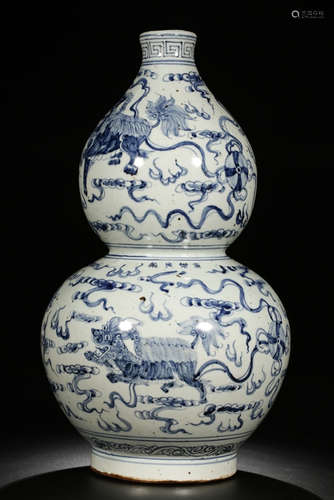 Chinese Blue White Porcelain Gourd Vase