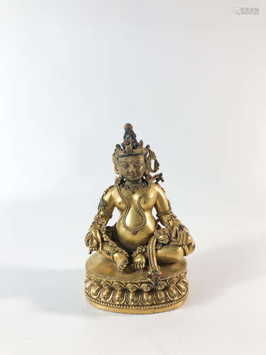 Chinese Gilt Bronze Figure Of Jambhala