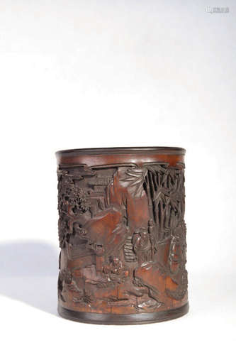 Chinese Bamboo Carved Brush Pot