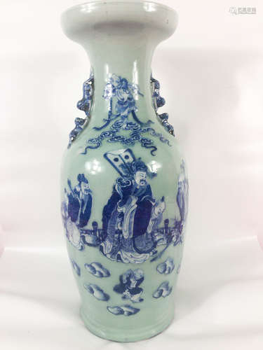 Chinese Large Blue White Celadon Glazed Porcelain