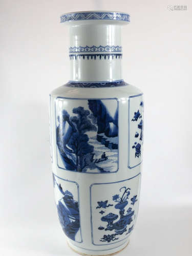 Chinese Blue White Porcelain Rouleau Vase