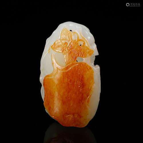 Chinese White Jade Pendant With Russet