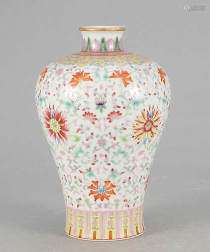 Chinese Famille Rose Porcelain Vase, Marked