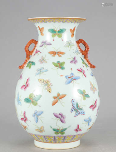 Chinese Famille Rose Porcelain Vase, Marked