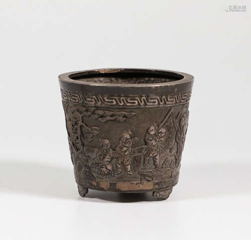 Chinese Silver Landscape And Figurine Censer