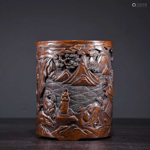 Chinese Bamboo Carved Brush Pot