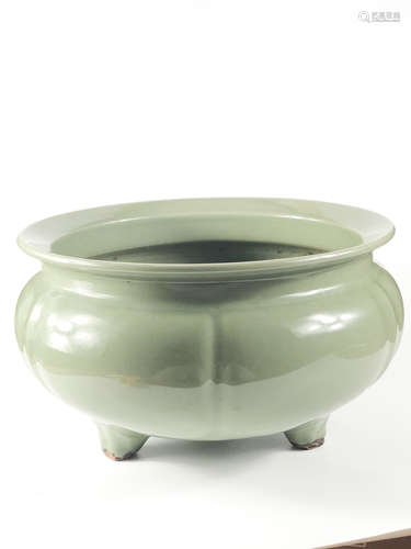 Chinese Celadon Glazed Porcelain Tripod Censer