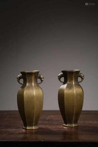 Chinese Bronze Vases, Pair