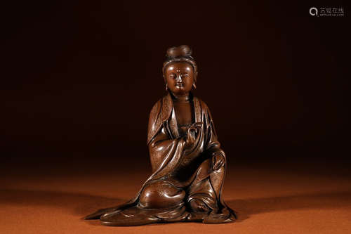 Chinese Bronze Seated Figure Of Guanyin