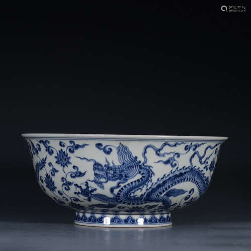 Chinese Blue White Porcelain Bowl, Marked