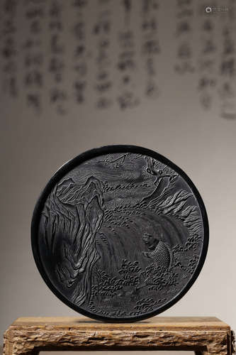 Chinese Ink Stick, Round Shape, Marked