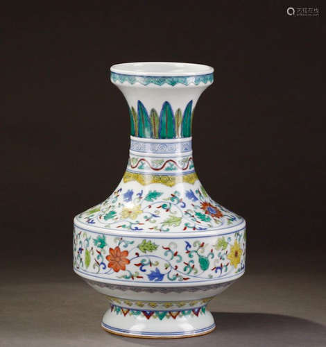 Chinese Doucai Porcelain Vase, Marked