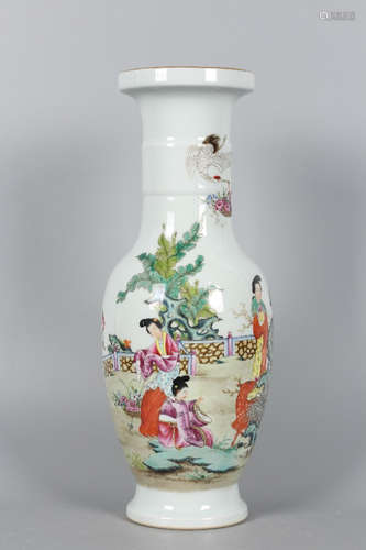 Chinese Famille Rose Porcelain Vase, Marked