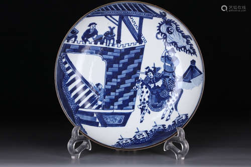 Chinese Blue White Porcelain Plate, Marked