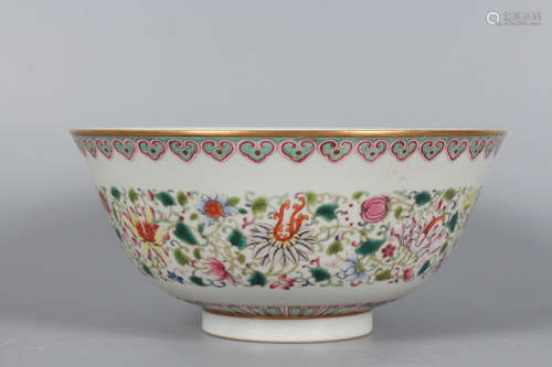 Chinese Famille Rose Porcelain Bowl, Marked