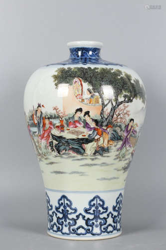 Chinese Blue White Famille Rose Porcelain Vase