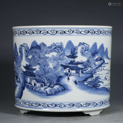 Chinese Blue White Porcelain Brush Pot