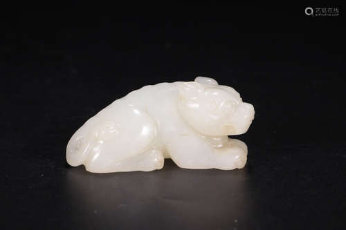 Chinese White Jade Carved Beast