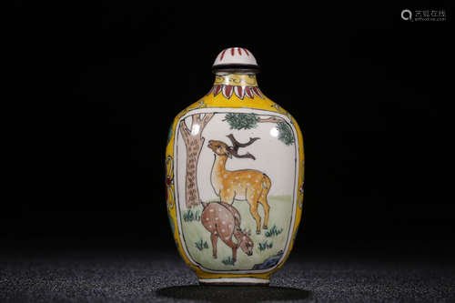 Chinese Bronze Enamel Snuff Bottle, Marked