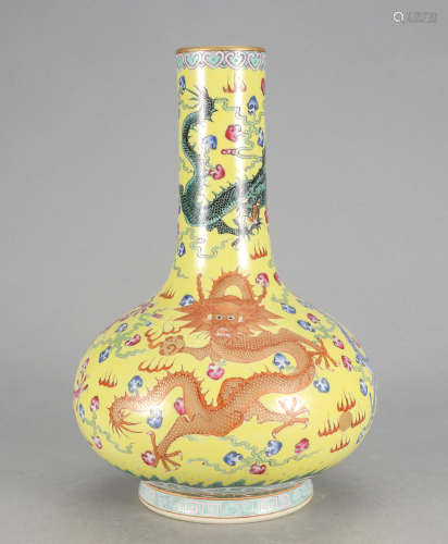 Chinese Yellow Ground Dragon Porcelain Vase