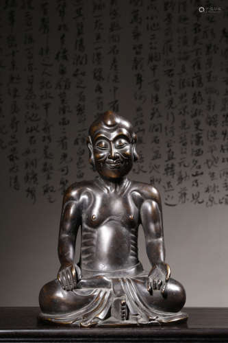 Chinese Bronze Seated Lohan Figurine