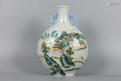 Chinese Famille Rose Porcelain Moon flask Vase, Ma