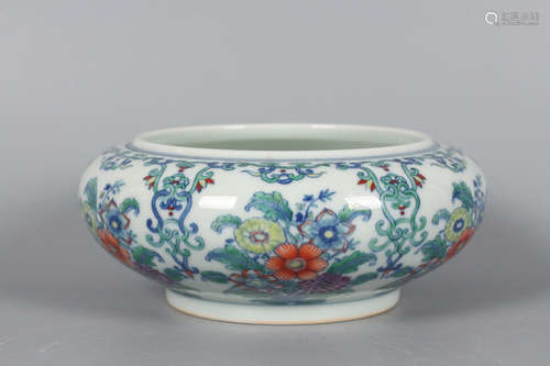 Chinese Doucai Porcelain Brush Washer, Marked