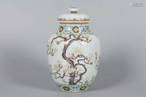 Chinese Famille Rose Porcelain Cover Jar