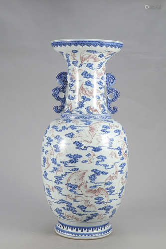 Chinese Blue White Iron Red Porcelain Vase