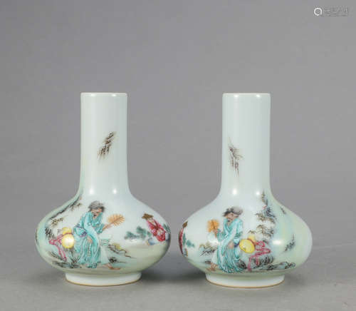 Chinese Doucai Porcelain Vases, Pair