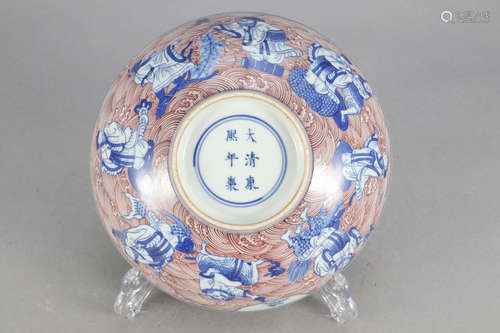 Chinese Blue White Iron Red 8 Immortal Porcelain B