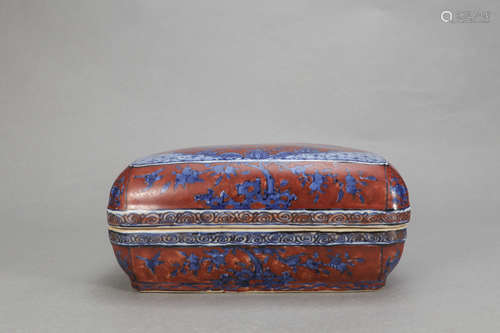 Chinese Blue And Red Glazed Porcelain Box