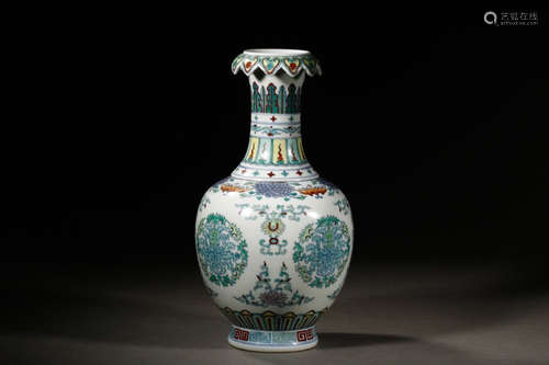 Chinese Doucai Porcelain Vase, Marked