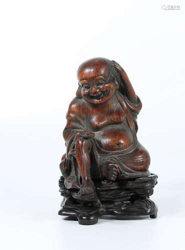 Chinese Sandalwood Carved Boy Liuhai