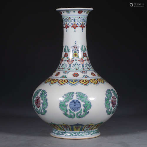 Chinese Doucai Porcelain Vase, Marked