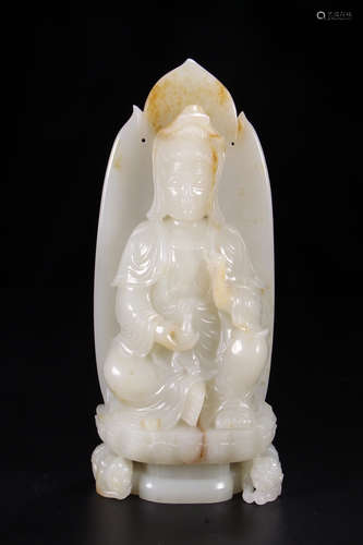 Chinese White Jade Carved Guanyin